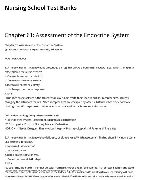 Milestone Chapter 61 Assessment Of The Endocrine System Concepts For