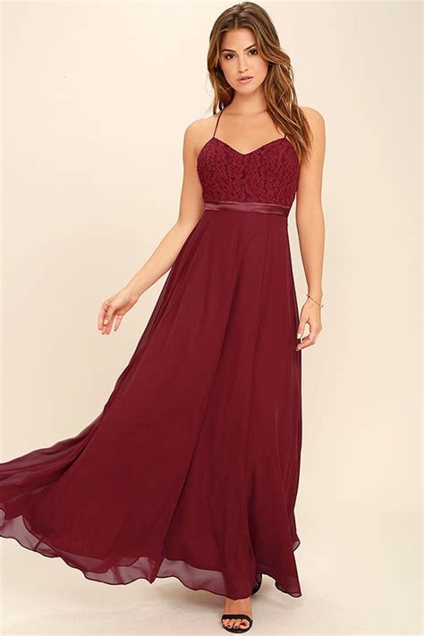 Lovely Wine Red Dress Lace Dress Maxi Dress 11200 Lulus