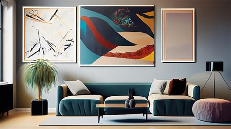 Premium Photo | Contemporary art gallery wall in a modern living room