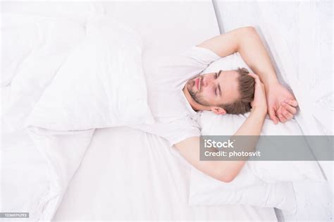 Tips Promoting Healthful Sleep Habits Handsome Man Relaxing In Bed