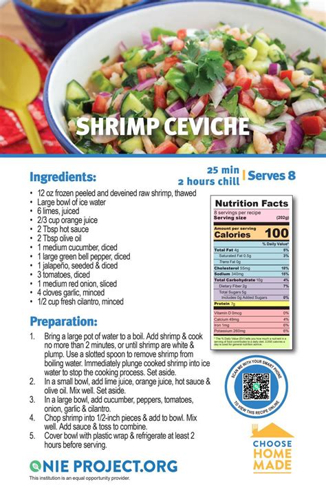 Shrimp Ceviche Recipe Card English And Spanish By The ONIE Project