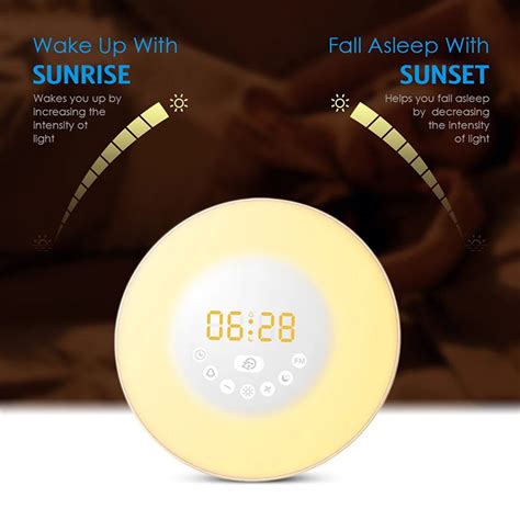 Wake Up Light Sunrise Sunset Simulation Alarm Clock Touch Sensor Color