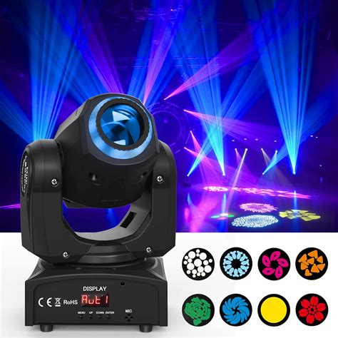 UKing DMX Luces de DJ de cabeza móvil de 50 W iluminación LED de