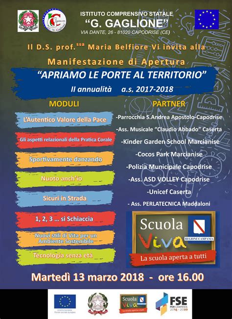 Manifestazione Dapertura Progetto “scuola Viva” “apriamo Le Porte Al