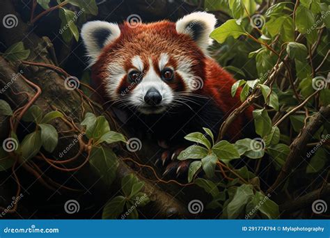 Endangered Red Panda In Its Habitat Stock Photography | CartoonDealer ...