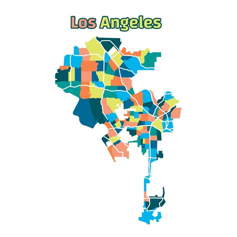 Colorful Los Angeles Map Vector Art At Vecteezy