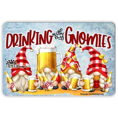 Gnome Beer Sign Drinking With My Gnomies Beer Drinker Gnome Etsy