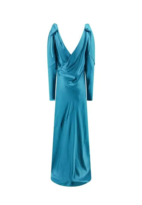 Buy Alberta Ferretti Alberta Ferretti Satin Long Dress With Cut Out