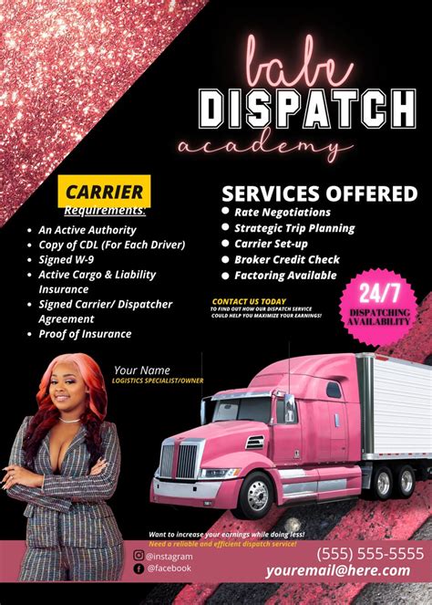 Trucking Dispatch Flyer Truck Training Flyer Trucker Etsy