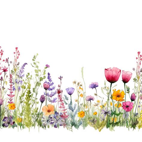 Watercolor Wildflower Border Wedding Clipart High Quality Dpi