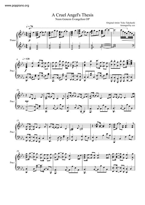 Anime A Cruel Angel S Thesis Sheet Music Pdf Free