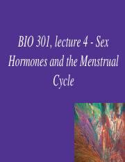 BIO Lecture Sex Hormones And Menstural Cycle BIO Lecture Sex Hormones And The