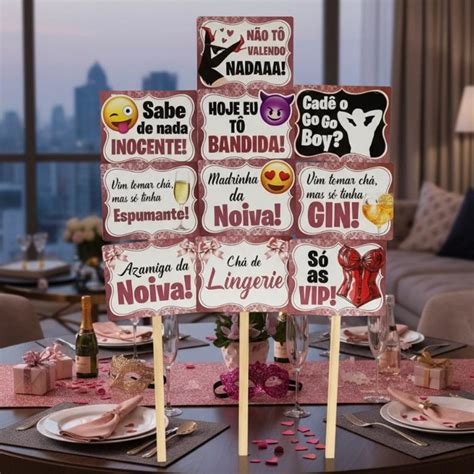 Kit Despedida Solteira Chá Lingerie Chá Cozinha Plaquinha