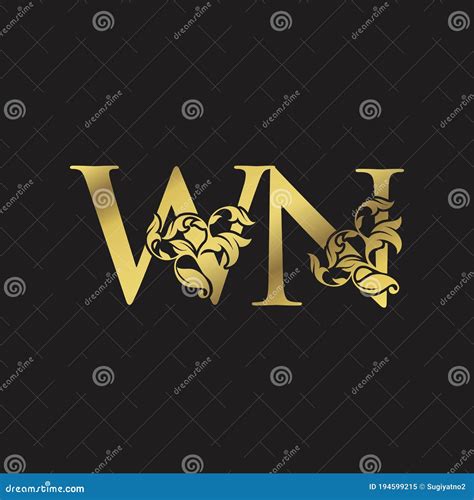 Golden Ornate Luxury Floral W And N Wn Letter Initial Logo Icon