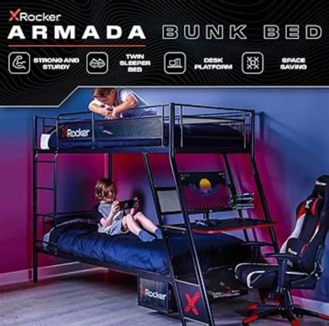 X Rocker Armada Gaming Bunk Bed With Gaming Desk Twin High Sleeper 3ft