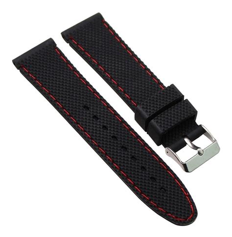 Pulseira Para Relógio 22mm Borracha Silicone Preto Textura Mercado Livre