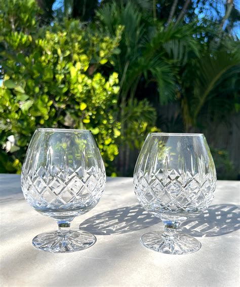 Pair Of Vintage Cut Crystal Brandy Glasses By Waterford Crystal C