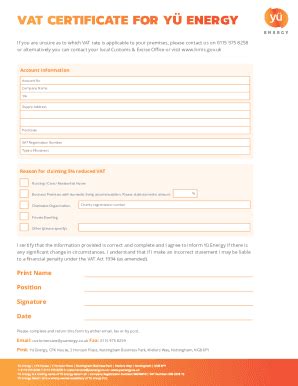 Fillable Online Vat Certificate For Y Energy Fax Email Print Pdffiller