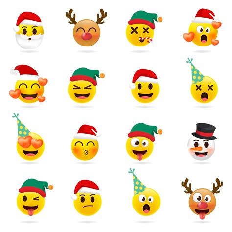 Conjunto De Emoji De Navidad Conjunto De Vacaciones De Navidad Cara