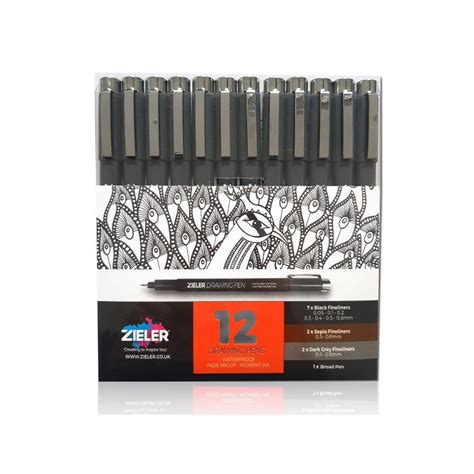 Wallet Of 12 Drawing Pens Zieler