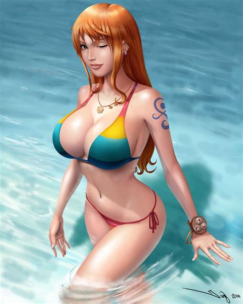 ArtStation Nami One Piece Bikini Beach Iury Padilha More Fanart