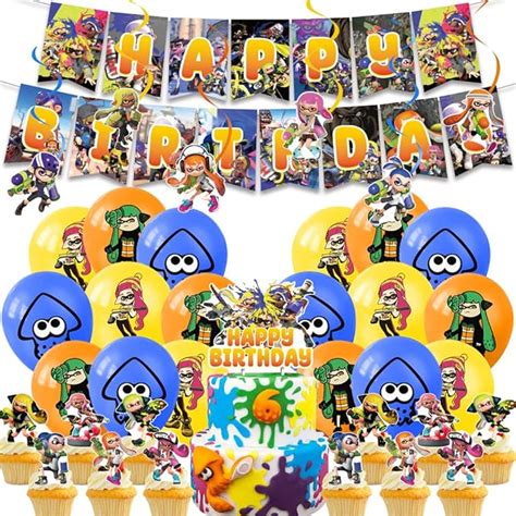 Hilloly Splatoon Birthday Party Supplies Splatoon Balloons Birthday