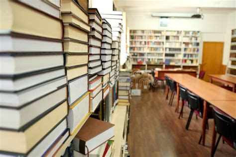 Book stack in library stock image. Image of data, bibliography - 54774737