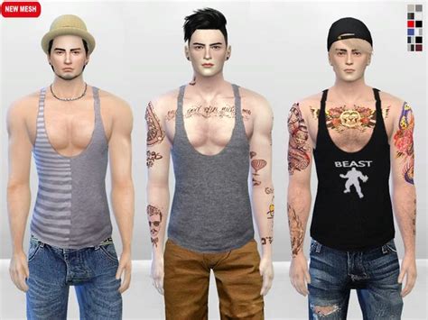 Meat Head Muscle Tank Top By Mclaynesims At Tsr Sims 4 Updates Sims 4 Clothing Sims 4 Male