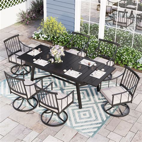 Sophia And William Outdoor Furniture 7 Piece Metal Patio Dining Set With