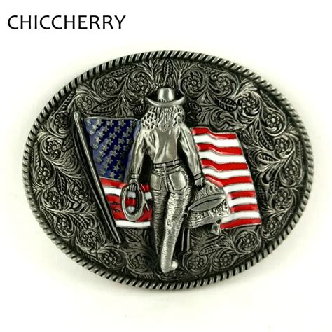 Cool Male Accessories Vintage Floral American Flag Belt Buckles Metal