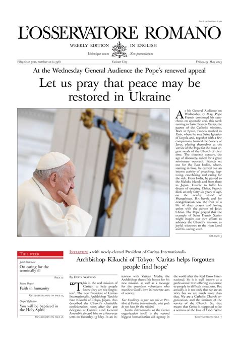 Weekly Edition Of June L Osservatore Romano