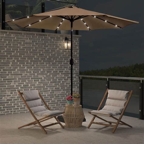 Maypex Ft Steel Market Crank And Tilt Solar Led Lighted Patio