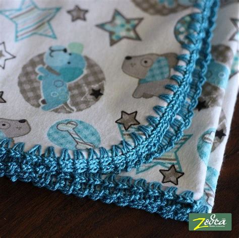 Flannel Baby Blanket With Crochet Edging - Baby Blankets - Tamenobu ...