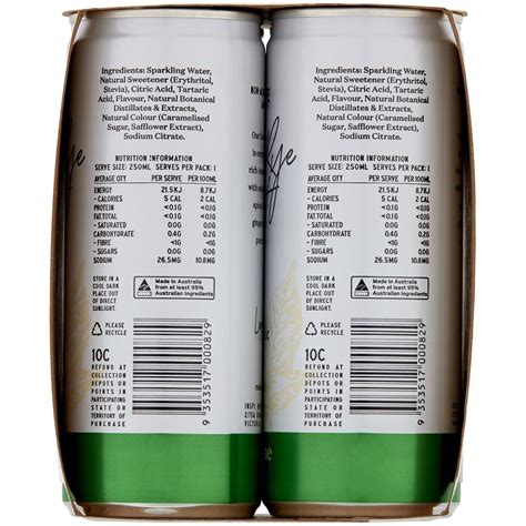 Naked Life Non Alcoholic Canadian Rye Spirit Dry Lime 250ml X4 Pack Woolworths