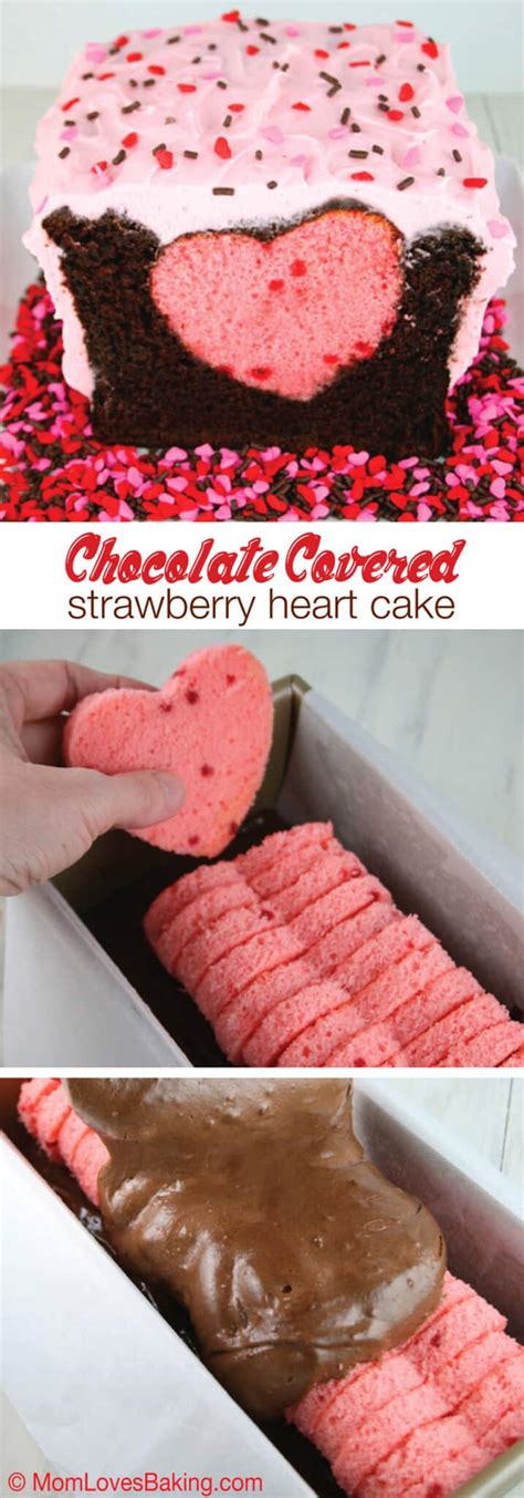 Chocolate Covered Strawberry Heart Cake Mom Loves Baking