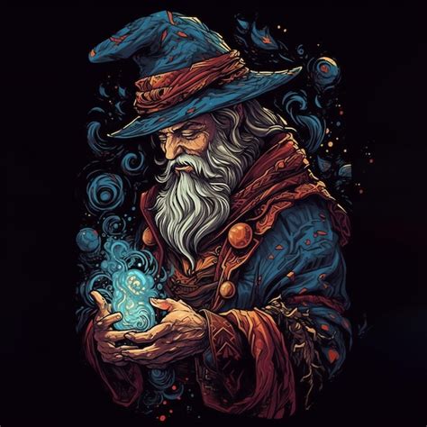 Premium AI Image | Classic illustration of a wizard in the dark