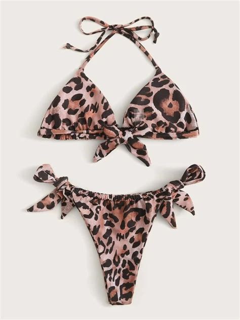 Bikini à léopard avec nœud Bikini Nœud Shein