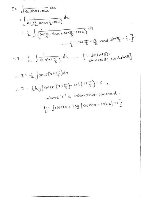 Evaluate The Following Integralsint Cfrac 1 Sqrt 3 Sin X