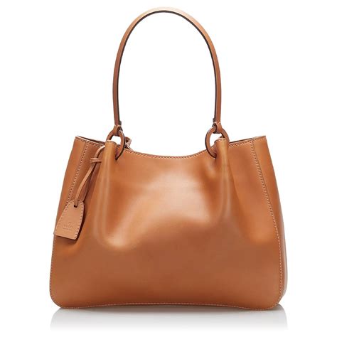 Gucci Brown Leather Shopper Tote Bag Pony Style Calfskin Ref 775106