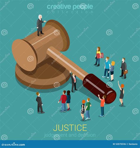 Justice And Law Judgment And Decision Flat D Isometric Concept Stock