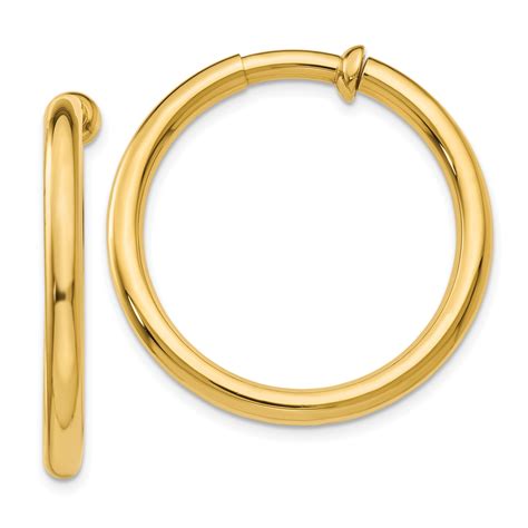 14k Yellow Gold Clip On Hoop Earrings Jewelry