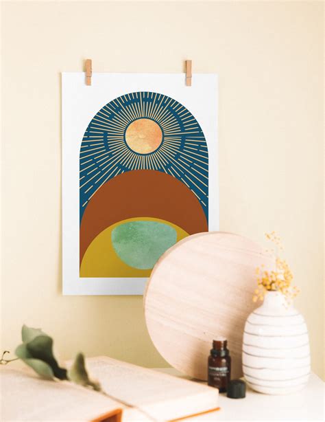 Sun Moon Stars Wall Art Set Of 2 Printable Boho Wall Art Etsy