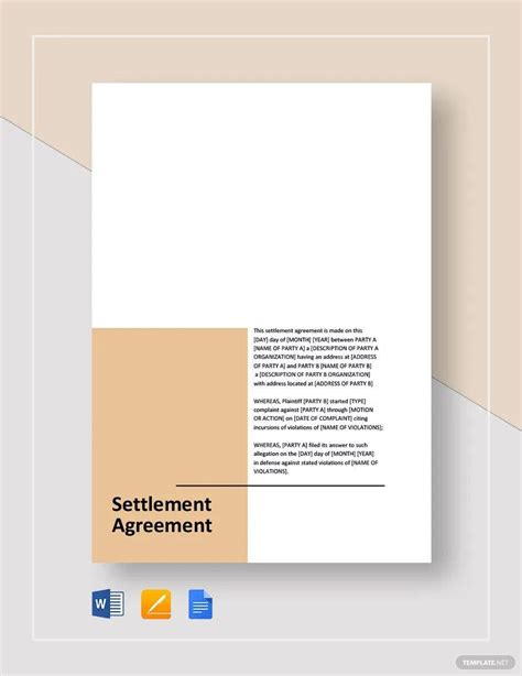 Debt Settlement Agreement Template Google Docs Word Apple Pages