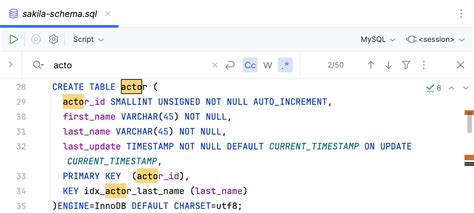 Search for a target within a file | DataGrip Documentation