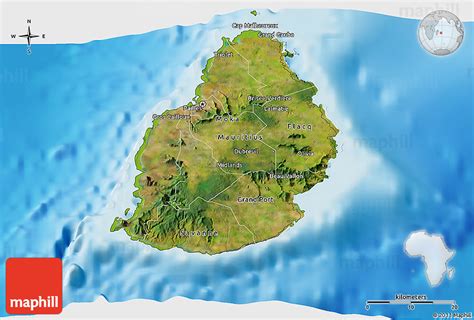 Satellite D Map Of Mauritius Physical Outside