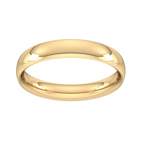 Goldsmiths 4mm Traditional Court Heavy Wedding Ring In 18 Carat Yellow Gold Gsem 4mm Goldsmiths