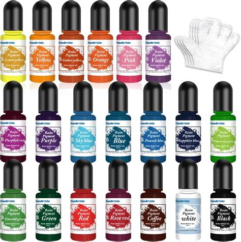 FansArriche Colorant Resine Epoxy UV 20 Couleurs Pigment De Resine