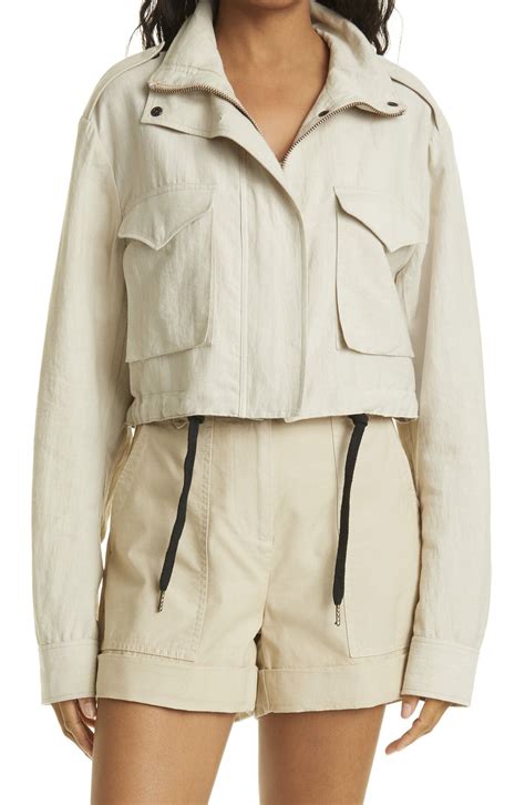 Buy Rag Bone Crop Linen Blend Field Jacket Khaki At Off