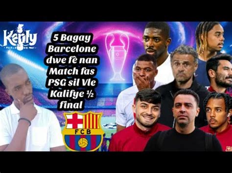 Barcelone vs PSG Men 5 Bagay Barcelone dwe fè nan Match vs PSG a sil