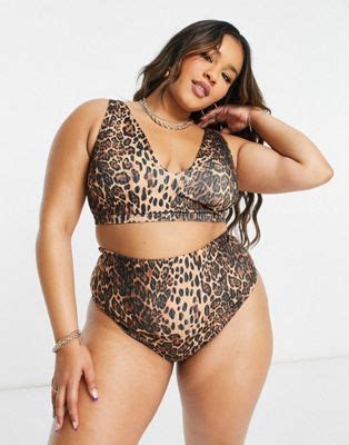 ASOS DESIGN Curve Mix Og Match Cropped Bikini Med Leopardprint ASOS